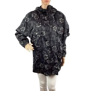 Vintage NILS Ski Jacket Size 8 Black Floral